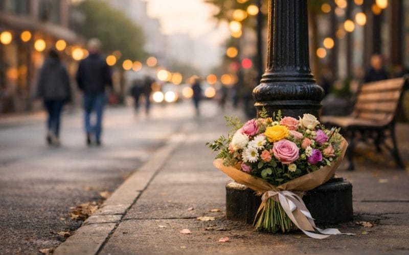 Buchete de flori în spațiul public – artă sau gest efemer?