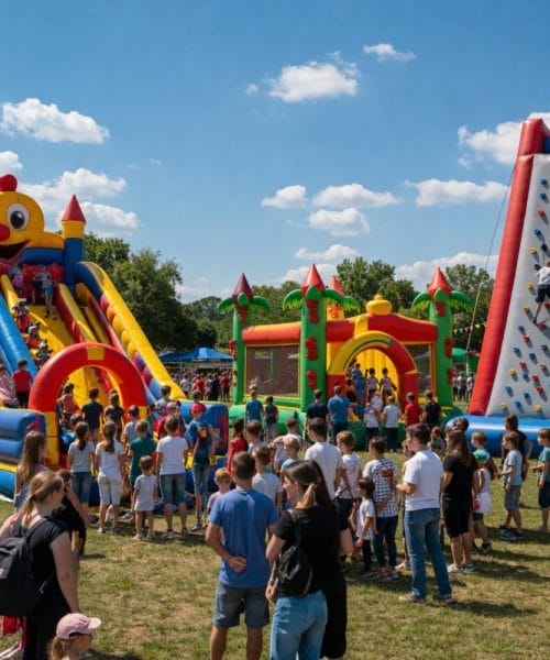 Cum să dimensionez oferta de topogane gonflabile pentru un festival de cartier?